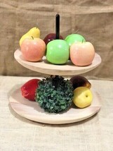 2 Tier Natural Wood Round Dessert Cupcake Stand Serving Tray Tower Fruit... - $29.99