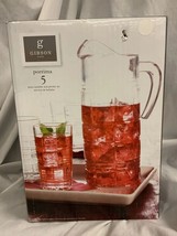 Gibson Home Porrima Glass Pitcher & 9oz Tumblers 5pc Set UNOPENED - $8.51