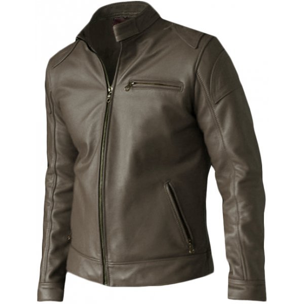 LE Elegant Men Unique Brown Sheep Leather Jacket