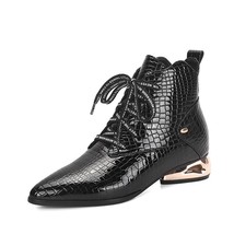 FEDONAS New Animal Prints Genuine Leather Women Ankle Boots Brand Strange Heels  - £125.07 GBP