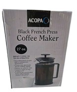 Acopa 27 oz Black French Press Single Serve Coffee Maker Quick Brew - $12.19