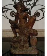 Vintage Polynesian Indonesian Wood Hand Carved Man Sculpture Bust Statue... - $137.33 CAD