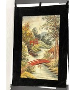 VTG Japanese Silk Embroidery Wall Hanging Tapestry Handmade Village Rive... - £212.45 GBP