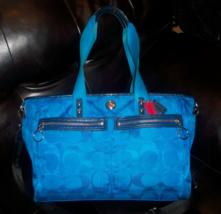 COACH F14874 Blue Jacquard Diaper, Tote, Shoulder, Weekender, Carry On, ... - £31.30 GBP