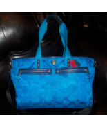 COACH F14874 Blue Jacquard Diaper, Tote, Shoulder, Weekender, Carry On, ... - £31.08 GBP