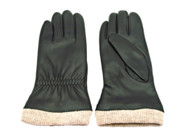 Redess Black PU Leather Wool Blend Lined Wrist Gloves Warm Winter Driving Sz 6.5 - £17.43 GBP