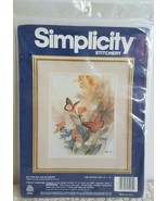 New Simplicity Stitchery Embroidery Crewel Kit Butterflies &amp; Blossoms Le... - $285.40 MXN