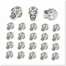 50Pcs Antique Silver Skull Head Beads - Stylish Skeleton Bone Spacer Beads for J - $35.63