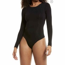 NAKED WARDROBE Black Long Sleeve Cutout Highneck Thong Bodysuit Size L Women $58 - £27.16 GBP