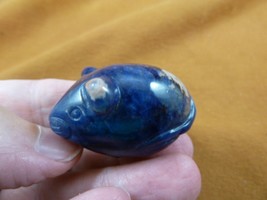 (Y-MOU-575) blue Sodalite Roly Poly Mouse Mice gemstone carving FAT RODE... - $14.01