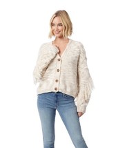 Jessica Simpson Fringe Cardigan Small Oversized Boho Western Beige Butto... - $17.99