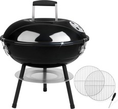 Joyfair Charcoal Grill With 2 Grilling Racks, 14In Small Portable Bbq, Black - £32.30 GBP