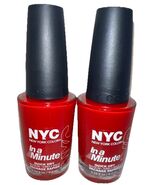 2- NYC In A Minute Nail Polish #282 RIVINGTON RED (New/Discontinued/RARE... - $218.39 MXN