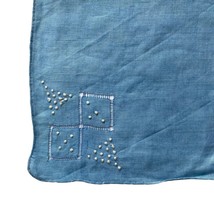 Handkerchief Blue 10.5x10.75” Hankie Embroidered - £7.55 GBP