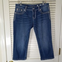 Miss Me Signature Capri Jeans Size 30 Wide Stitch Medium Wash Denim Capris - £23.69 GBP