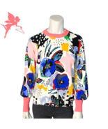 WISPR By Brodie Sz L Pullover Sweater Floral Geometric Silk Blend Knit S... - $301.56 MXN
