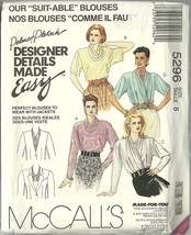 McCall&#39;s Sewing Pattern 5296 Misses Womens Designer Blouse Size 8 New - £5.46 GBP