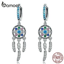 925 Sterling Silver Bohemia Dreamcatcher Hanging Drop Earrings for Women Boho St - £20.95 GBP