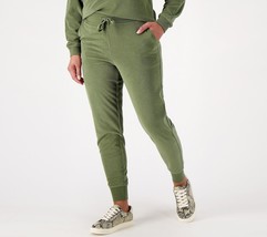 Encore by Idina Menzel Relaxed Terry Pull-On Jogger Vintage Olive, Petite Small - £19.74 GBP