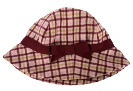 Janie and Jack Baby Hat Autumn Equestrian Pink Plaid Maroon Bow 0 to 6 months - £9.58 GBP