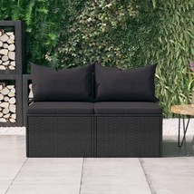  Garden Middle Sofa Black Poly Rattan Medium Modular - $4,622.30 MXN