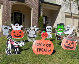 10Pcs Halloween Yard Signs Props W/ Stake Pumpkin Ghost Monster Lawn Decorations - £26.88 GBP