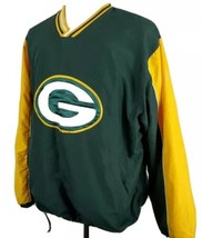 Green Bay Packers NFL Windbreaker Jacket Large Pullover Green Gold V-Nec... - $15.99