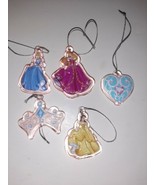 Disney Princess Set Of 5 Glass Ornaments Belle Cinderella Aurora - £7.92 GBP