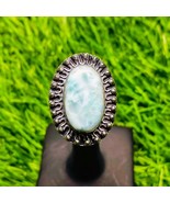 Ocean Larimar Ring 925 Silver Ring Plated  Women Ring, Statement Ring, L... - $934.70 MXN