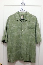 Hawaiian Style Shirt - Coconut Tree Weave Pattern Print - Sz XXL - Silk - £14.71 GBP