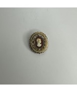 Vintage CORO Faux Pearl Clear Rhinestones Red &amp; White Cameo Brooch Pin S... - $12.83