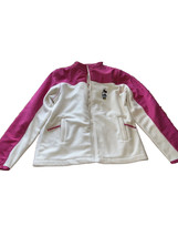 Disney Store Minnie Mouse Jacket Size M Hot Pink &amp; White Fleece Full Zip Soft - £47.62 GBP
