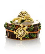 Keren Kopal Turtles on Tree Trunk Trinket Box Decorated with  Austrian C... - $66.59