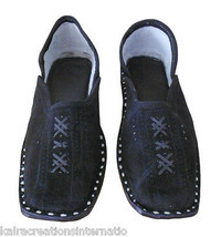 Men Shoes Traditional Handmade Black Mojari Leather Flip Flops Jutties US 8  - £43.95 GBP