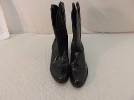 Adult Men&#39;s Laredo Black Leather 10 D Lea. Vamp Fox Cowboy Boots 33326 - £34.24 GBP
