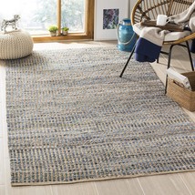 SAFAVIEH Cape Cod Collection Accent Rug - 4' x 6', Natural & Blue, Handmade Flat - £82.40 GBP