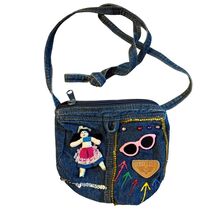 Vintage Gitano Denim Crossbody Bag With Doll &amp; Colorful Embellishments A... - €20,60 EUR