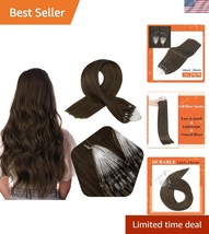 Lightweight 16&quot; Human Hair Extensions - Seamless Dark Brown Volume Boost - $934.09 MXN