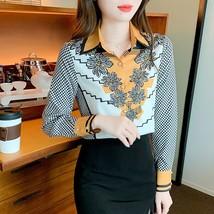 2022 Spring Summer Women&#39;s silk Blouses New chic printing ladies shirts Long Sle - £61.51 GBP