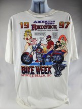 Vintage 1997 Redneck Bike Week T-shirt XL White Myrtle Beach South Carolina - £38.87 GBP