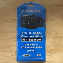 PC &amp; MAC Compatible Hi-speed DVI Male To VGA Female Cable (10 Ft.) NEW - £11.82 GBP