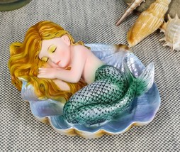 Under The Sea Baby Mermaid Sleeping On Oyster Shell Enchansia Figurine S... - $24.99