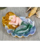 Under The Sea Baby Mermaid Sleeping On Oyster Shell Enchansia Figurine S... - $467.43 MXN