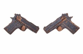 Good Wood New York NYC Black Wooden Beretta M9 9mm Gun Studs Earrings NIP - £10.00 GBP