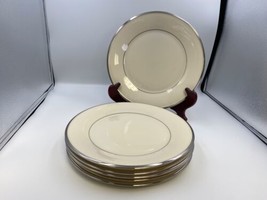Set of 6 Lenox SOLITAIRE Platinum Band Dinner Plates - £94.26 GBP