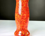 Vintage Vibrant Orange Yellow Red Fire Ember Speckled Vase Art Deco Glas... - $79.99