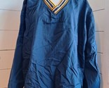 VTG Champion Pullover Windbreaker Mens Lg Blue/Yellow V Neck Nylon Zip P... - $21.73