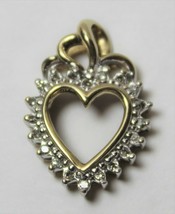 10k Yellow Gold &amp; 20 Diamond Open Heart Pendant .40tcw Elegant 2.2g  FI - £102.25 GBP
