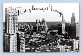 RPPC Passing Through Chicago IL Illinois Heart of the Middle West Postcard L13 - £7.74 GBP