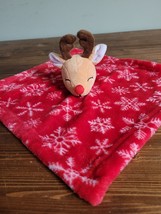 HB Hudson Baby Plush Rudolf Lovey Blanket Red snowflake Christmas - £11.03 GBP